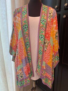 Tolani Collection Petite Printed Open Front Woven Wrap 1XP